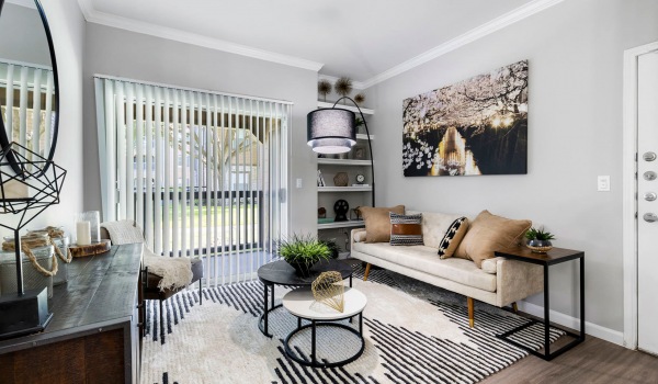 access to private patio in living room